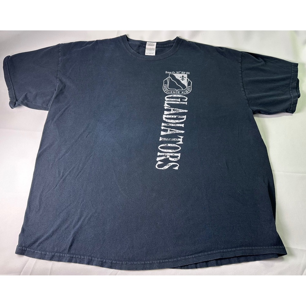 Gildan Gladiators Graphic T Shirt 2XL Black Army Military Tee Bravo Co 787